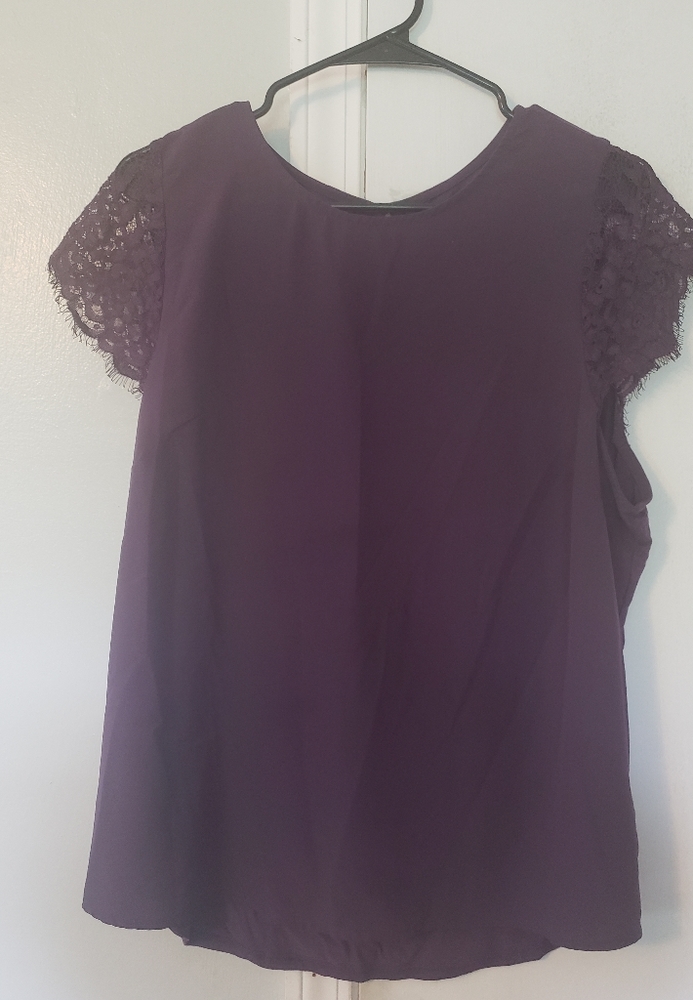 Plum blouse lace sleeves